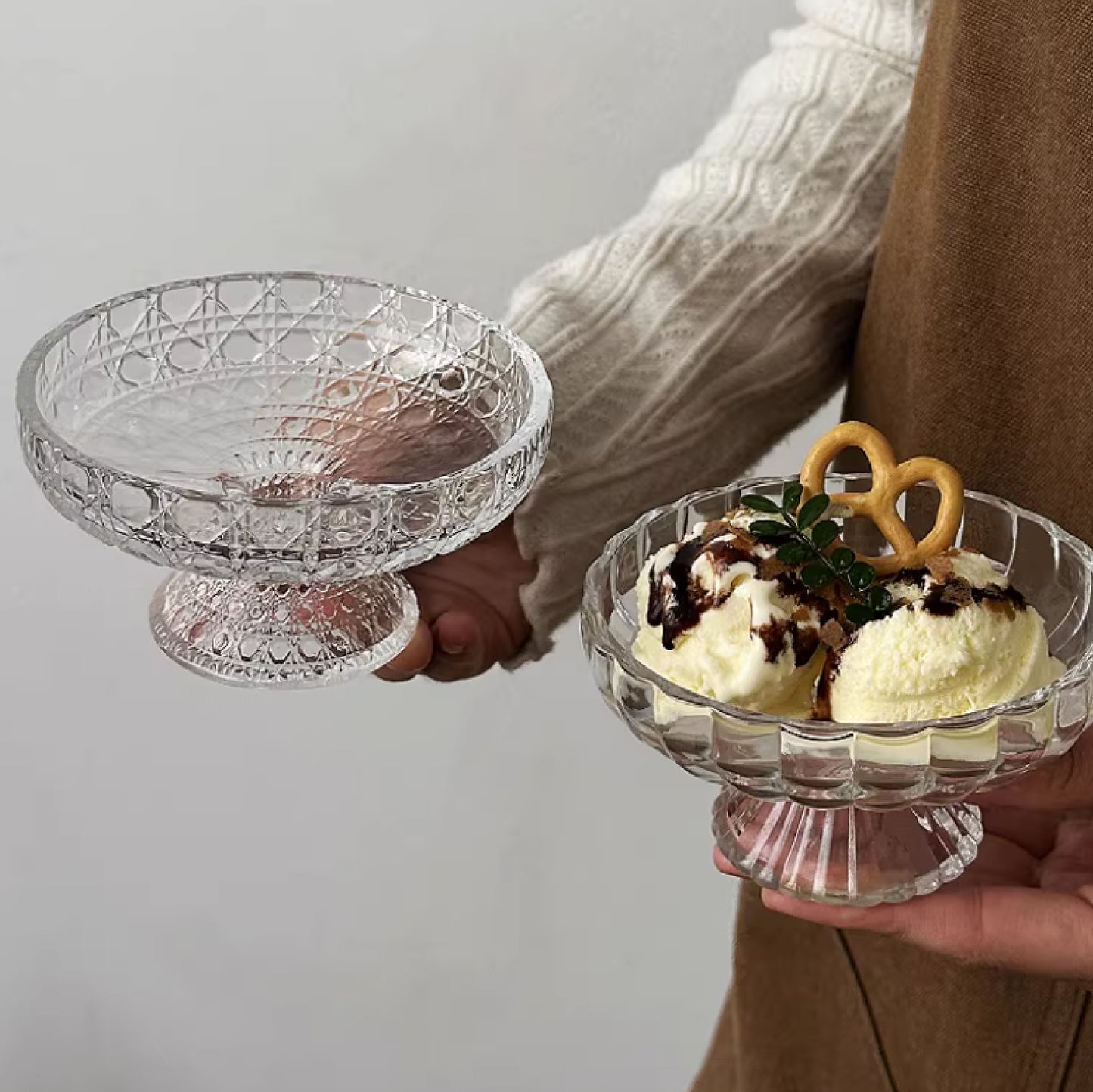 高腳玻璃甜點碗 | 口徑 11 cm 玻璃 高腳碟