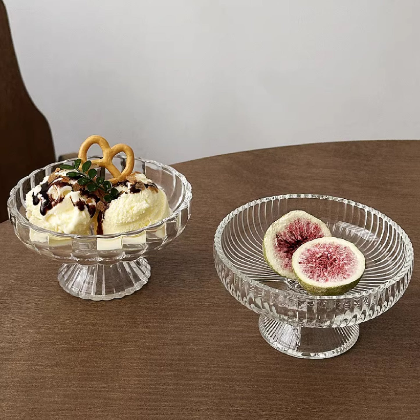 高腳玻璃甜點碗 | 口徑 11 cm 玻璃 高腳碟