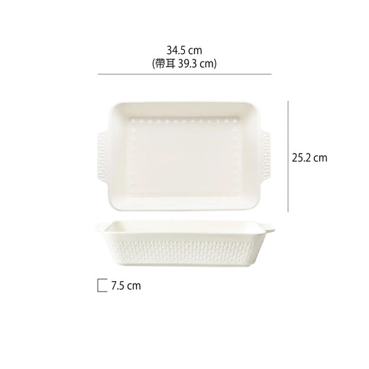 浮雕雙耳陶瓷長方烤盤 | 3色 | 長 21.7~34.5 cm 陶瓷 烤盤