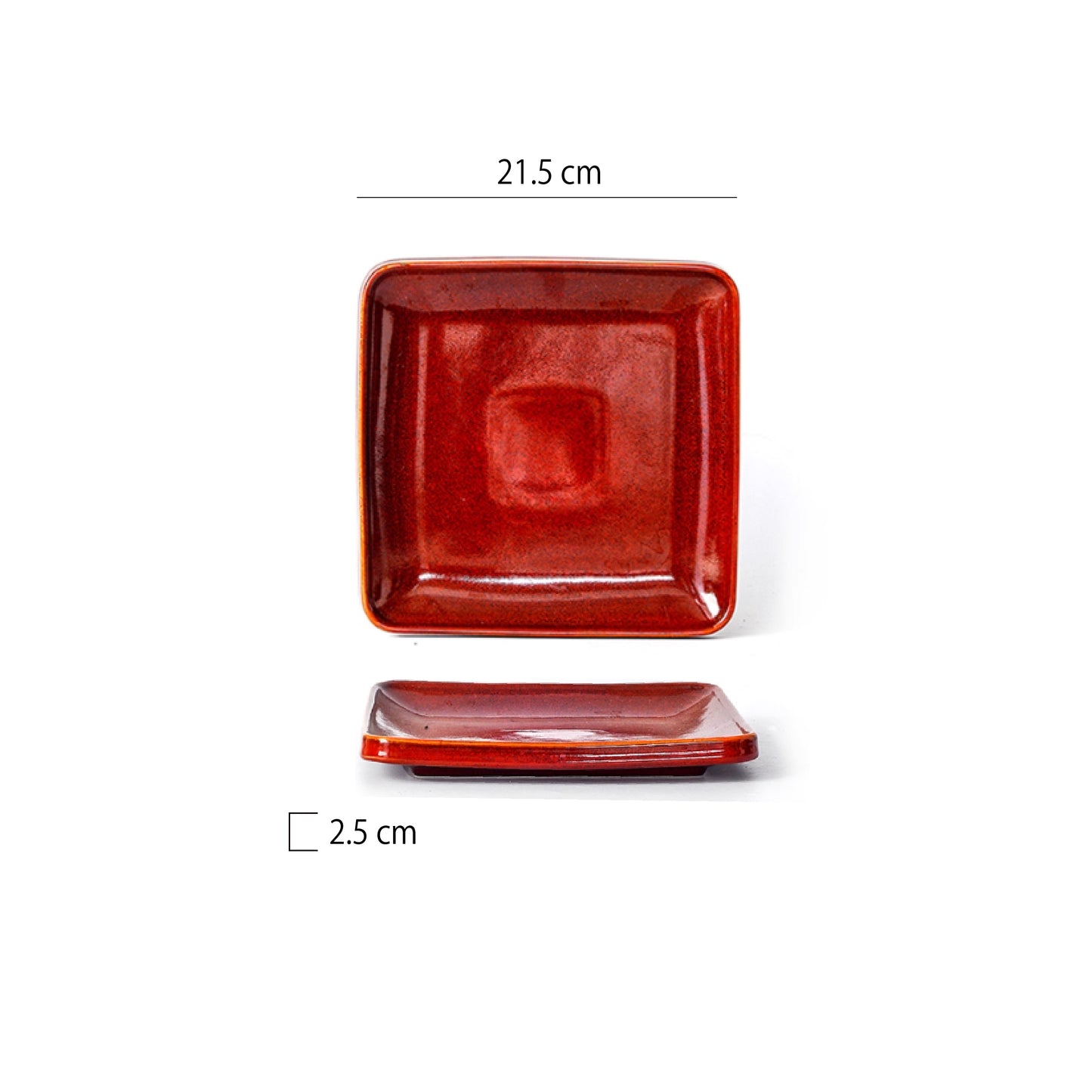 意境窯變正方淺盤 | 窯變紅 |  21.5~27 cm  陶瓷 方形盤