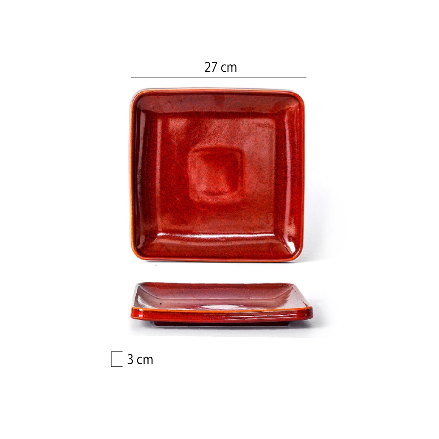意境窯變正方淺盤 | 窯變紅 |  21.5~27 cm  陶瓷 方形盤