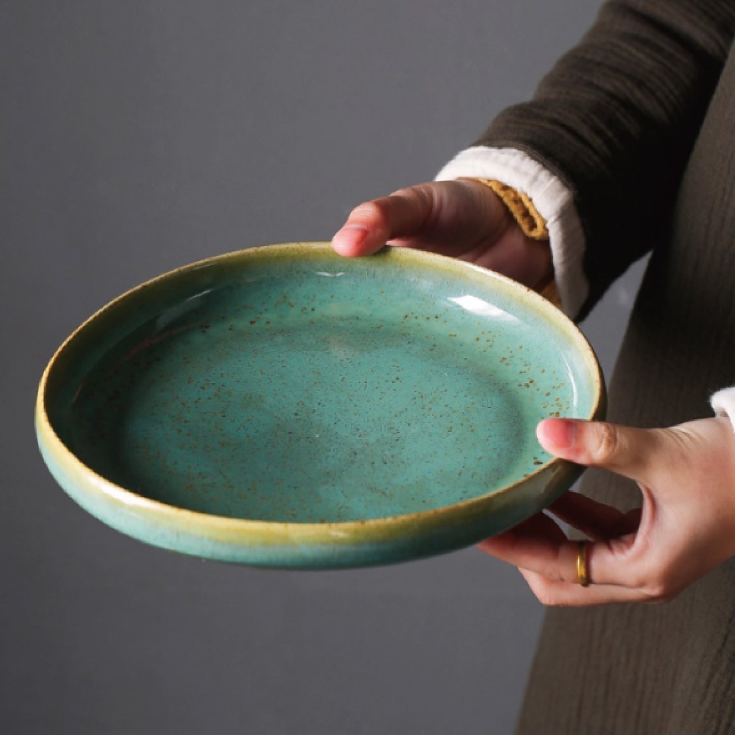 窯變釉異型深盤 | 墨綠 | 直徑 16.5~25.6 cm 陶瓷 圓深盤