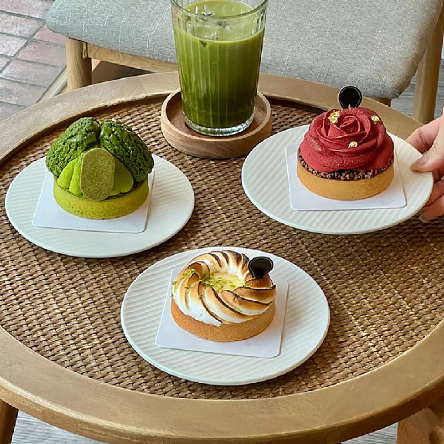 陶瓷點心碟 | 日式庭園枯山水 | 直徑 16 cm 陶瓷 圓淺盤