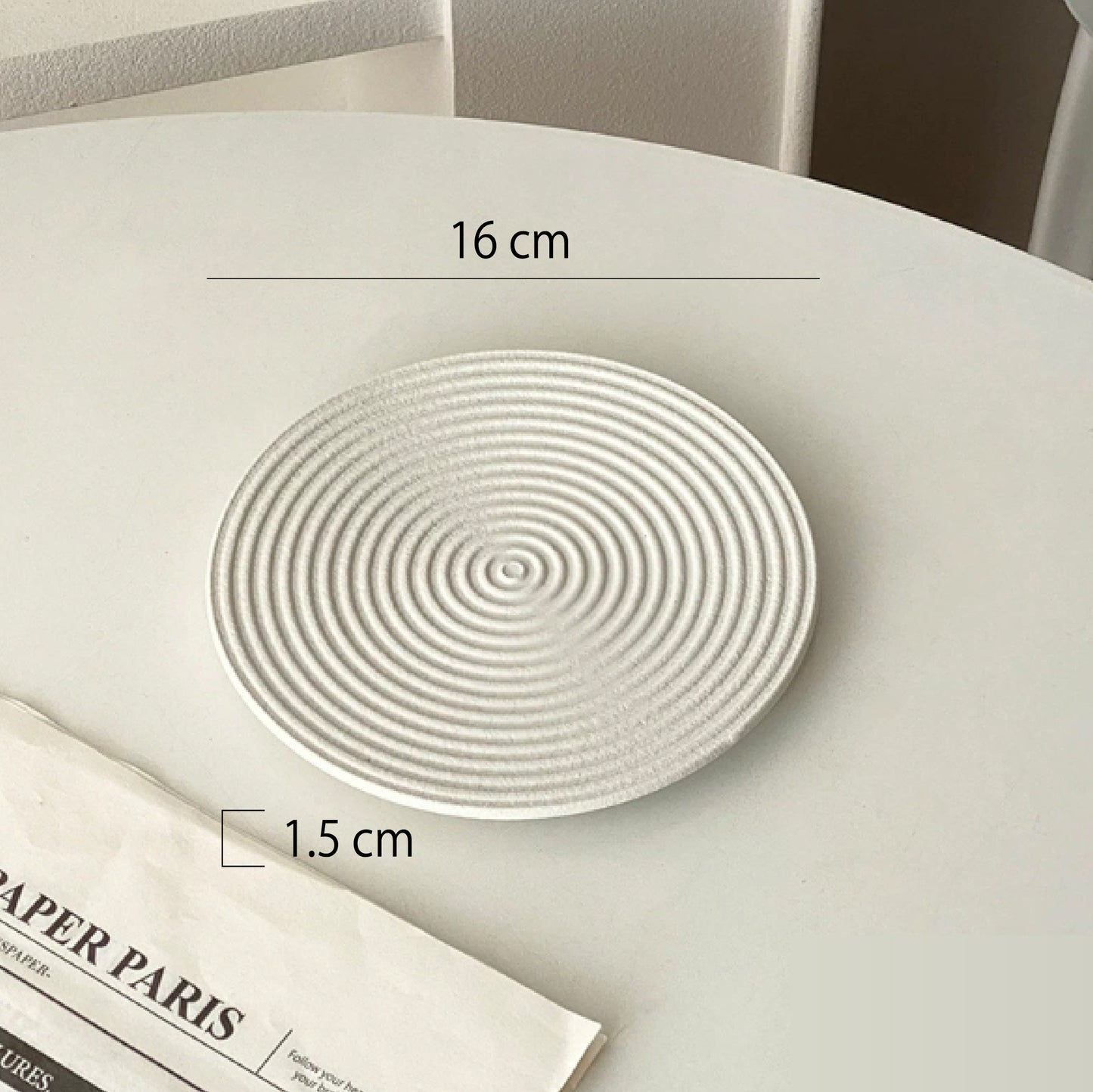 陶瓷點心碟 | 日式庭園枯山水 | 直徑 16 cm 陶瓷 圓淺盤