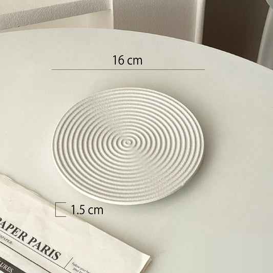 陶瓷點心碟 | 日式庭園枯山水 | 直徑 16 cm 陶瓷 圓淺盤