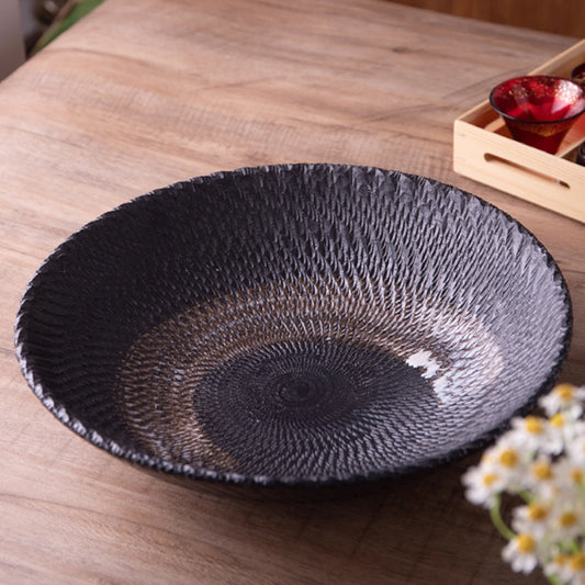 刻紋陶瓷深盤 | 深棕 |  直徑34.3 cm  陶瓷 圓深盤