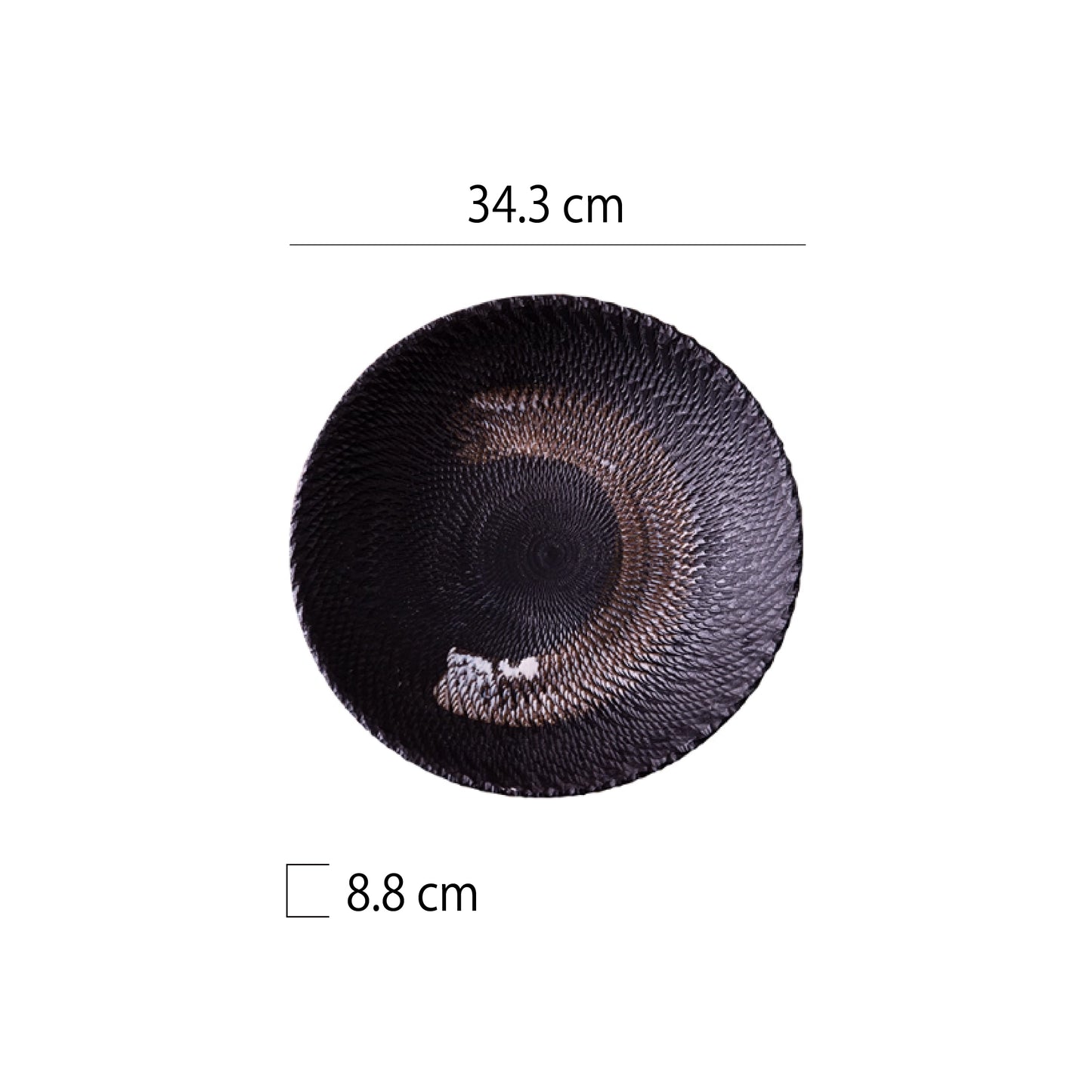 刻紋陶瓷深盤 | 深棕 |  直徑34.3 cm  陶瓷 圓深盤