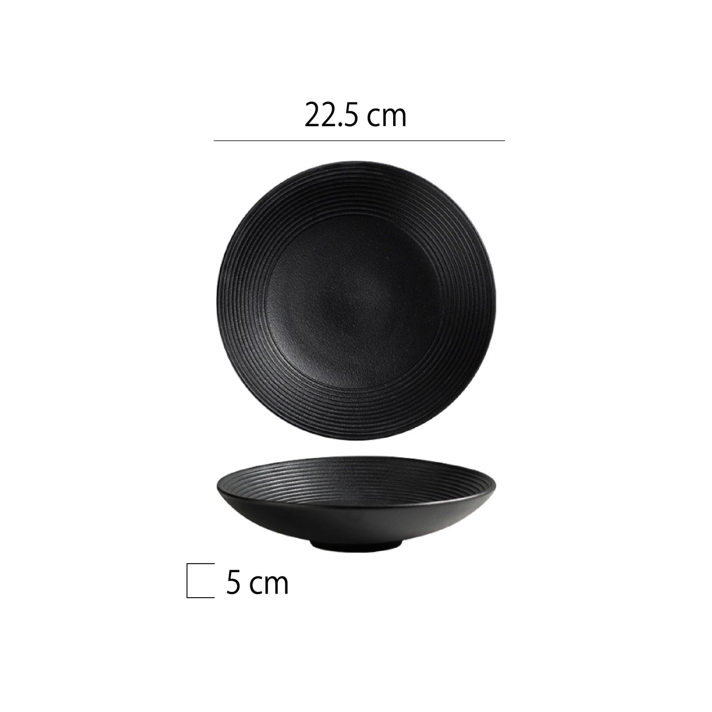 磨砂圈紋陶瓷圓深盤 | 黑白 | 直徑 19.5~29.5 cm 陶瓷 圓深盤