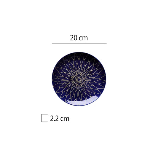 金網藍釉陶瓷圓淺盤 | 寶藍 |  20~35.5 cm  陶瓷 圓淺盤