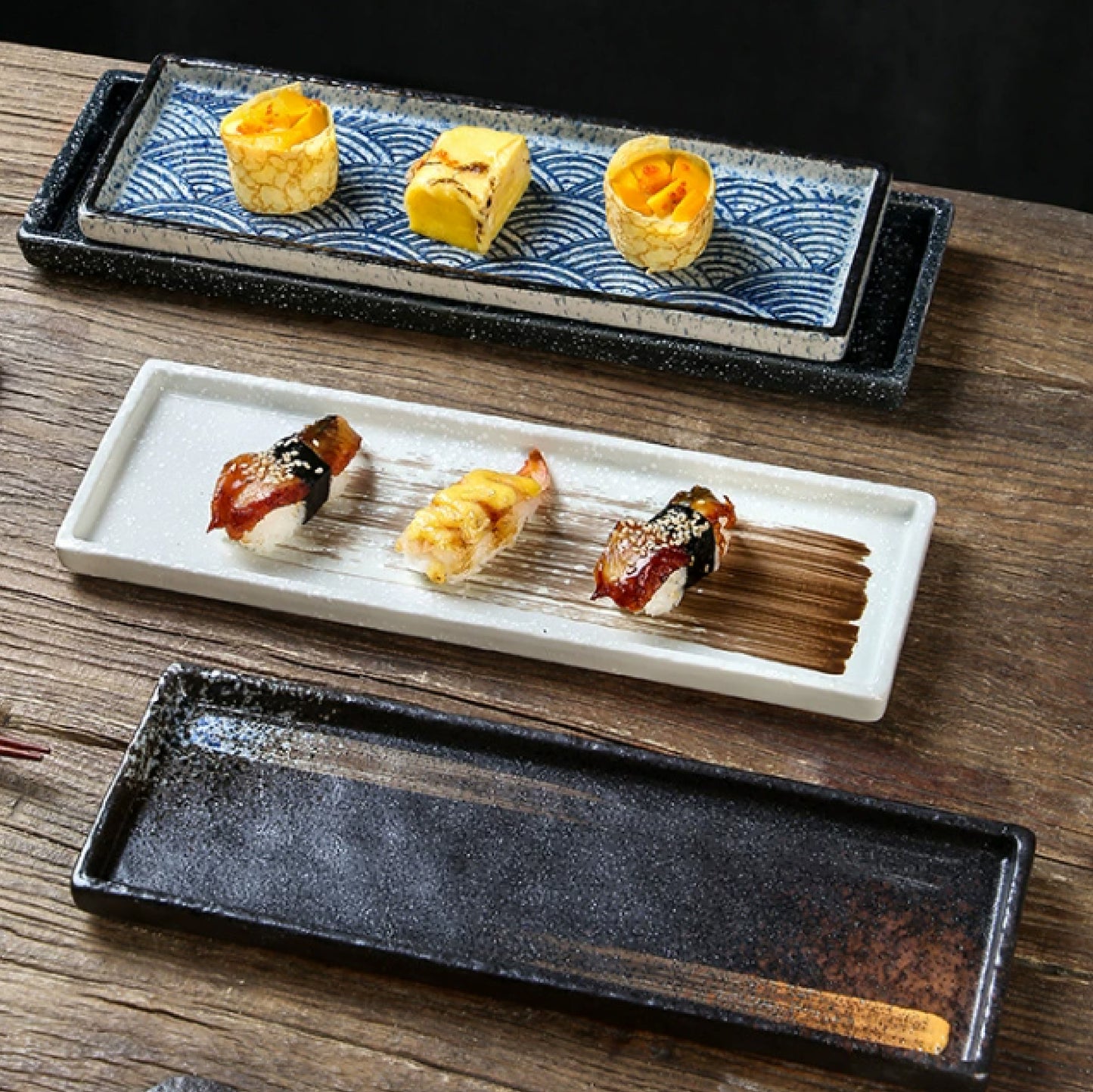 日式立邊長方正角盤 | 9色 | 長 31~36 cm 陶瓷 長方盤