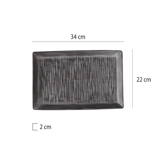 陶瓷樹紋長方淺盤 | 深灰 | 長 25.5~34 cm 陶瓷 長方淺盤
