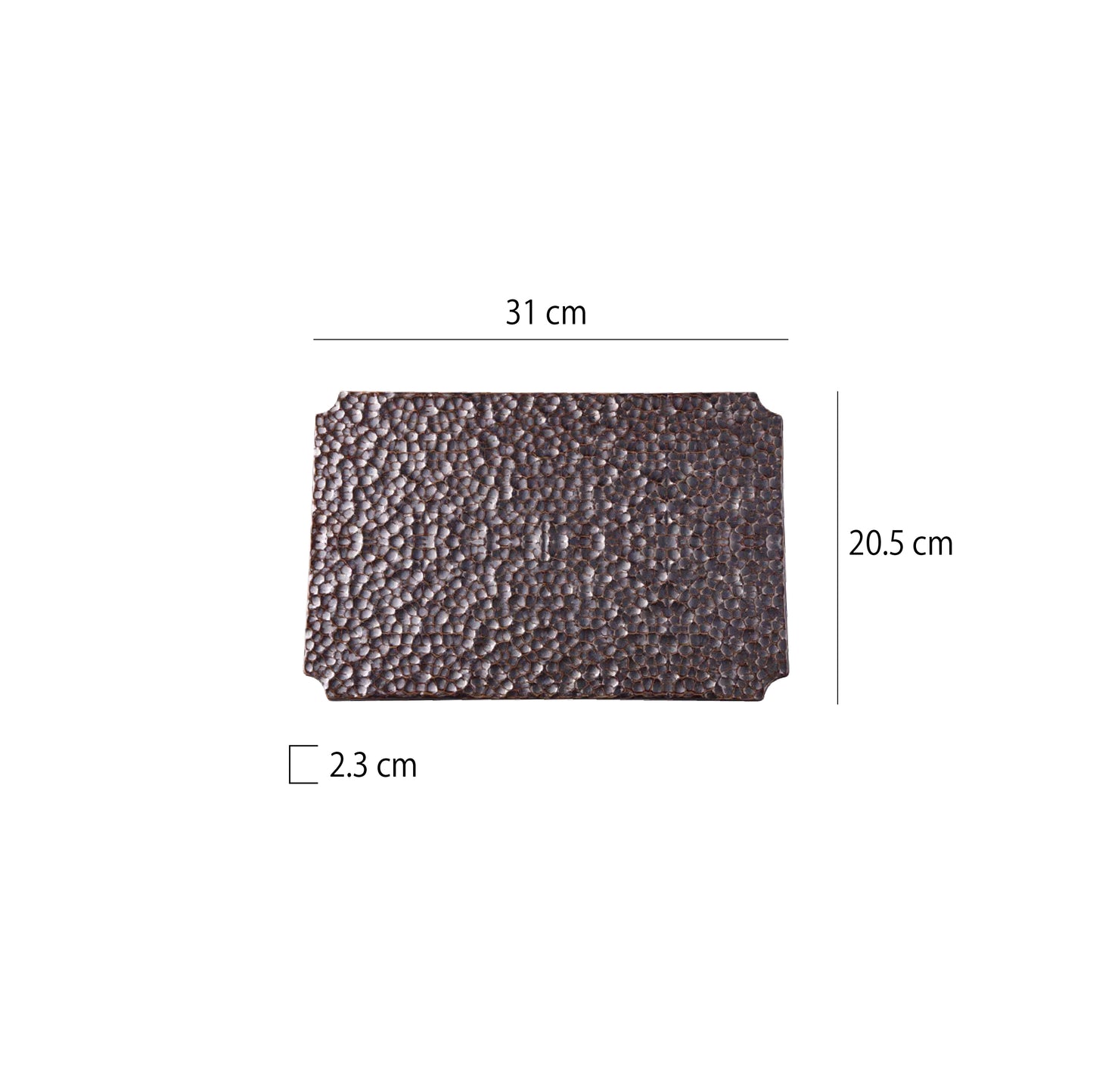 陶瓷捶紋長方平銀板盤 | 銀棕 | 長 20~45.5 cm 陶瓷 平盤