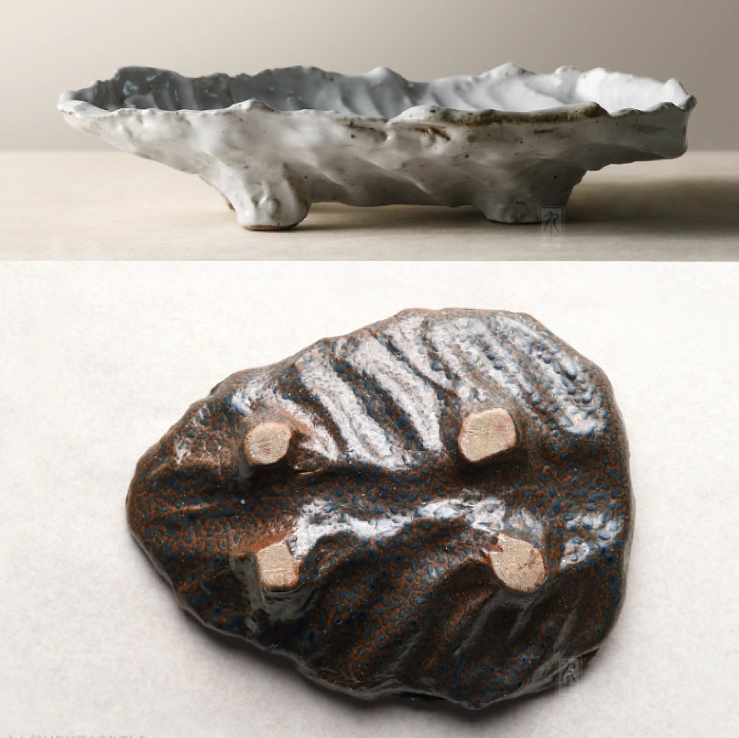 11吋陶瓷帶腳自然岩石造型盤 | 3色 | 長 29.5 cm 陶瓷 異型淺盤