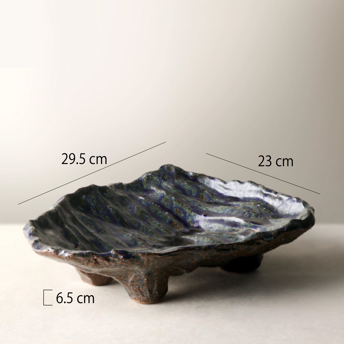 11吋陶瓷帶腳自然岩石造型盤 | 3色 | 長 29.5 cm 陶瓷 異型淺盤