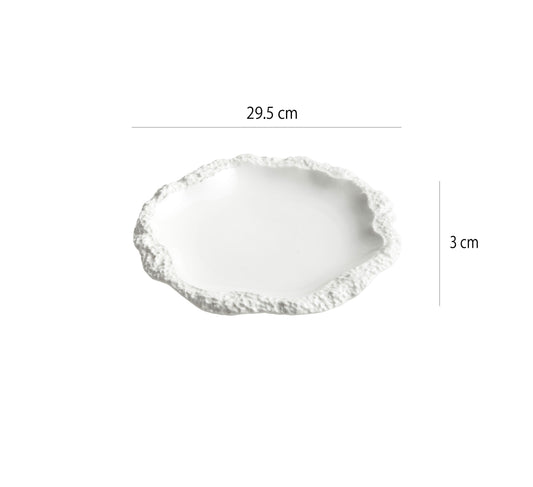 石紋裙邊盤 | 白 | 29.5 cm 陶瓷  大淺盤