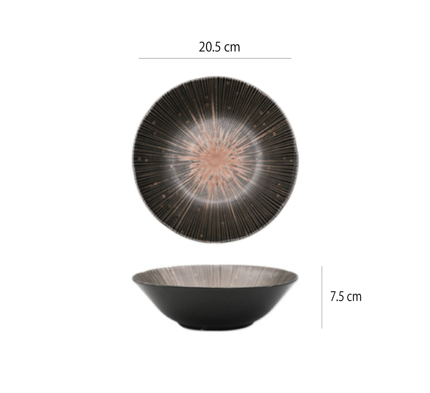 千段十草碗 | 黑 |  直徑 13~20 cm  陶瓷  碗