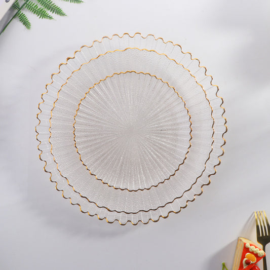 花棱葉紋玻璃盤 | 透明 | 直徑 31 cm 玻璃 盤