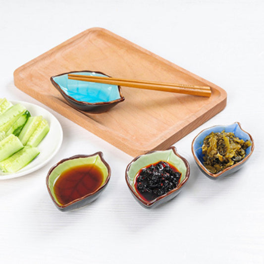 冰裂紋葉形陶瓷碟 | 3色 | 長 10 cm 陶瓷 葉形碟