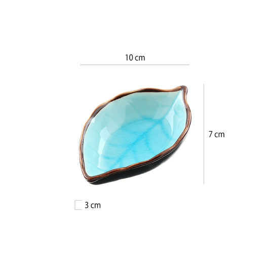 冰裂紋葉形陶瓷碟 | 3色 | 長 10 cm 陶瓷 葉形碟