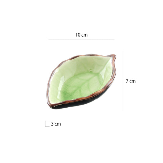 冰裂紋葉形陶瓷碟 | 3色 | 長 10 cm 陶瓷 葉形碟