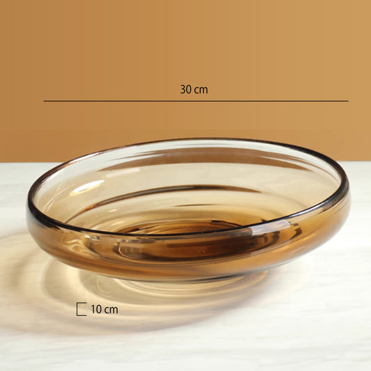 簡約玻璃圓盤 | 棕色 | 直徑30 cm 玻璃 圓深盤