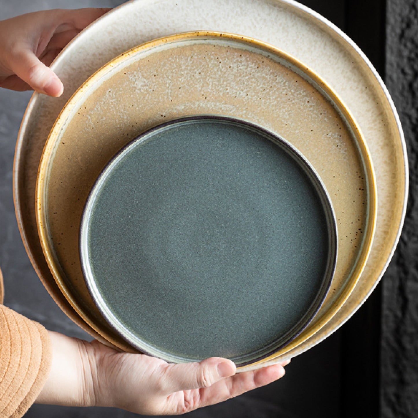 窯變立邊圓盤 | 3色 | 直徑 20.5~31.5 cm 陶瓷 立邊圓盤