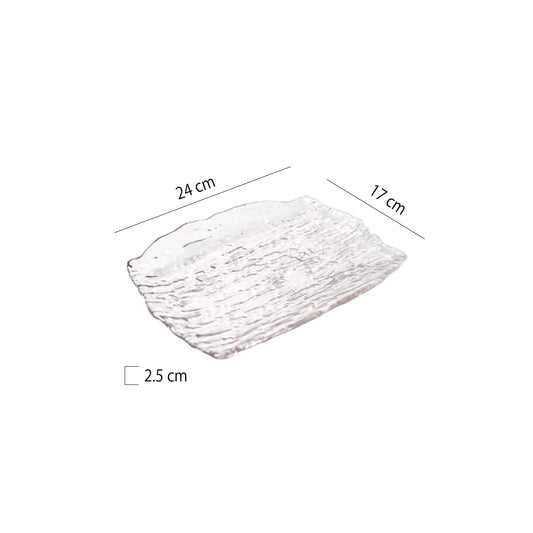 不規則樹紋玻璃淺盤 | 6色 | 長24 cm 玻璃 長方盤