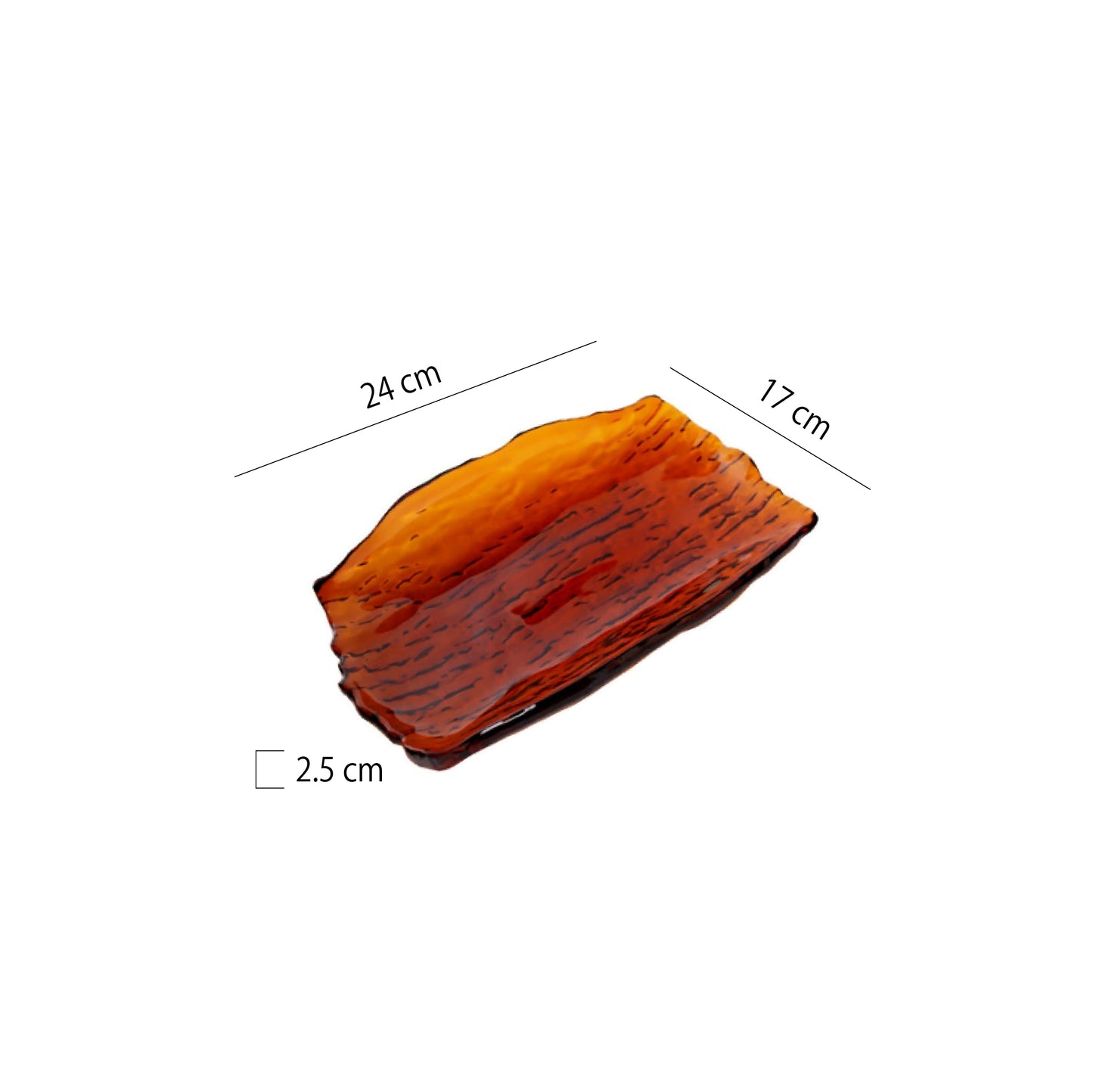 不規則樹紋玻璃淺盤 | 6色 | 長24 cm 玻璃 長方盤