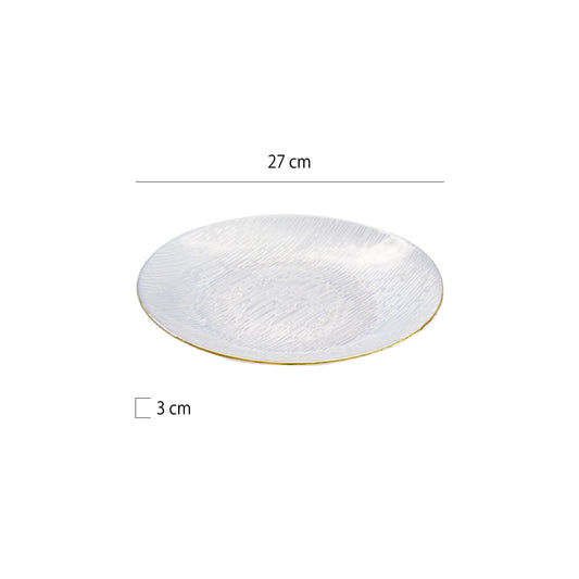 金邊樹紋玻璃圓淺盤 | 4色 | 直徑27 cm 玻璃 大圓盤