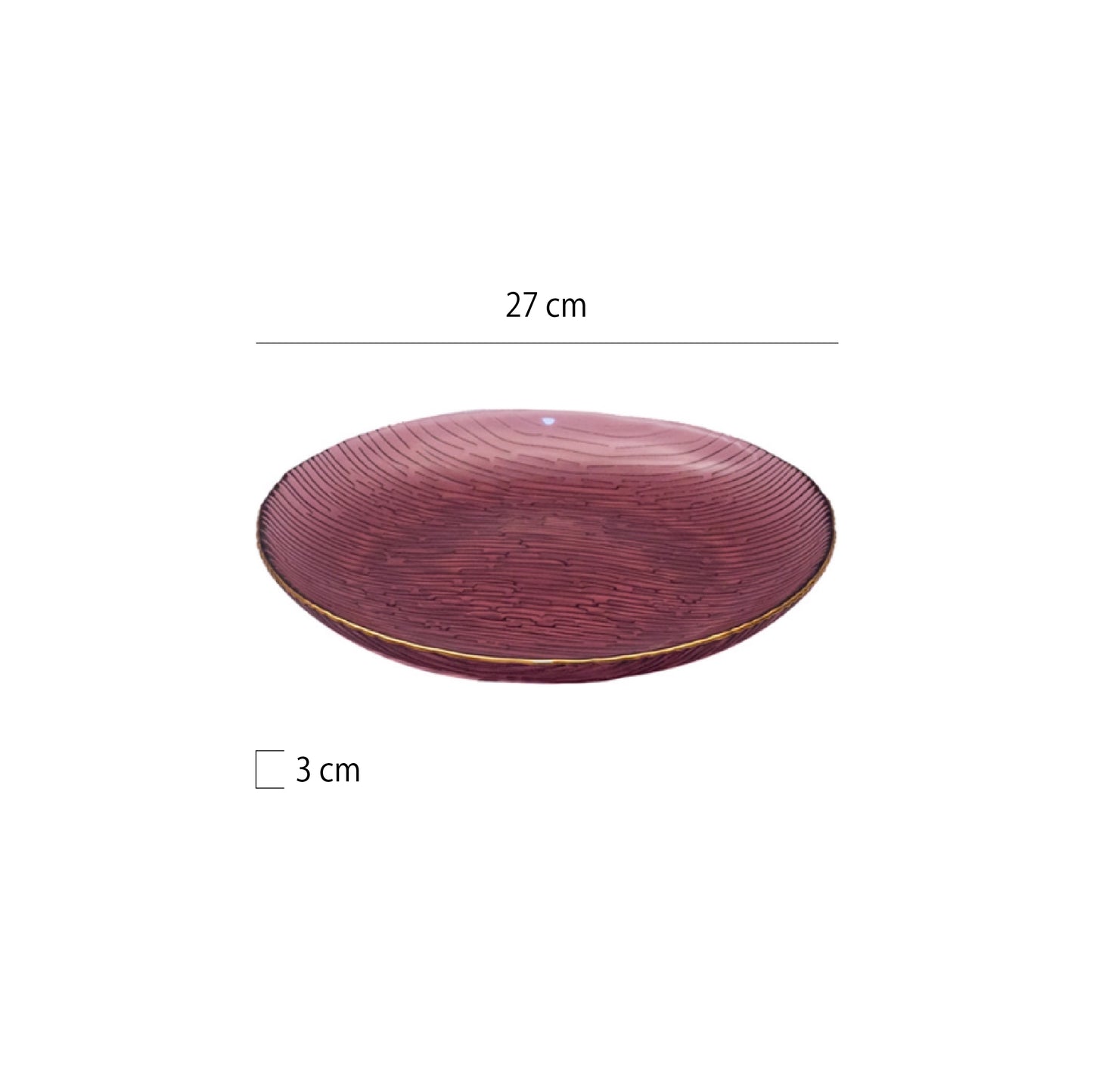 金邊樹紋玻璃圓淺盤 | 4色 | 直徑27 cm 玻璃 大圓盤