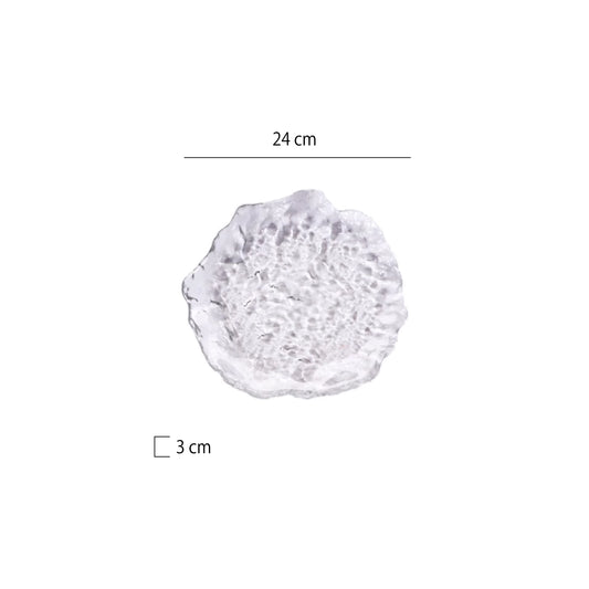 冰漾玻璃平盤 | 4色 | 直徑24 cm 玻璃 不規則盤