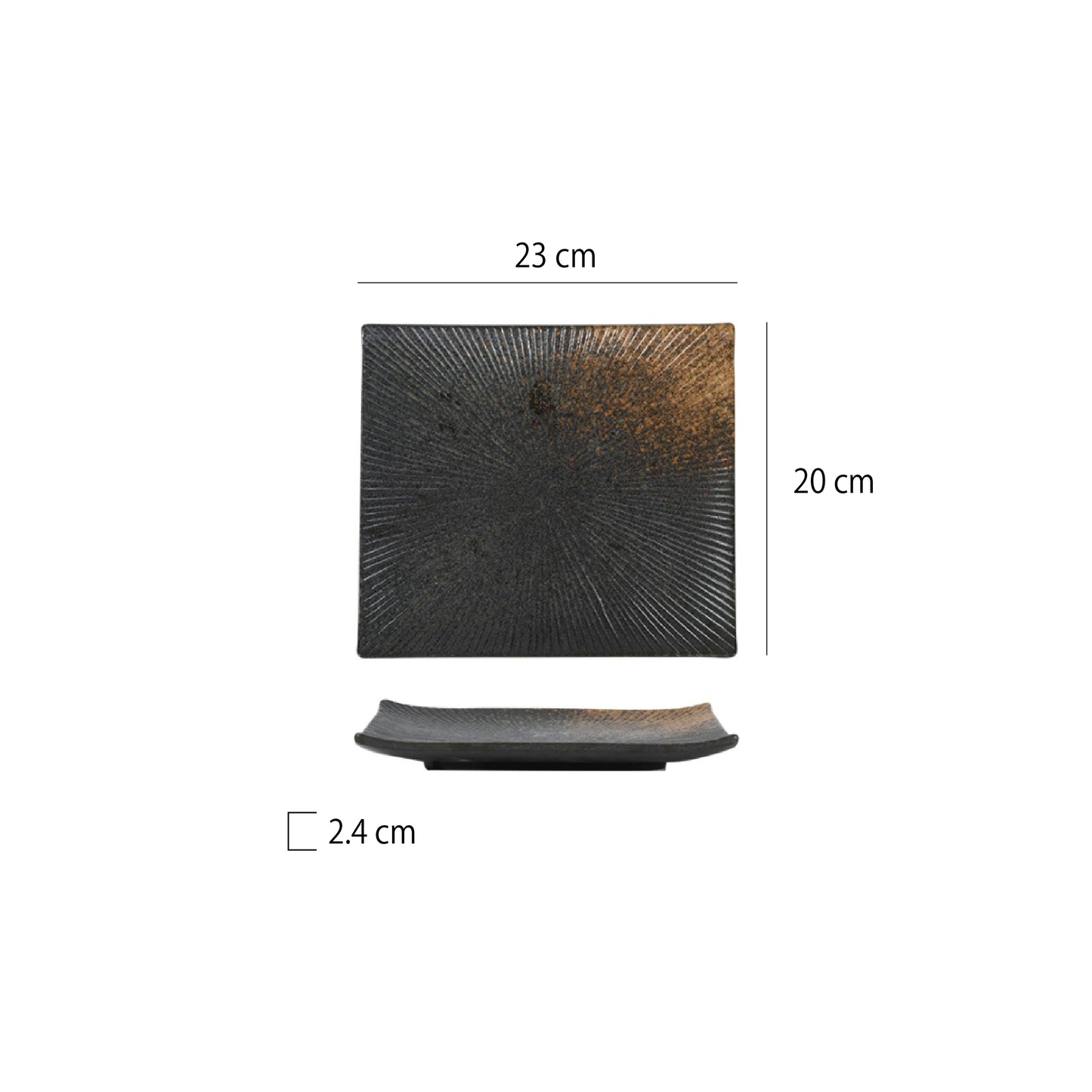 放射紋翹邊四方盤 | 6色 | 長 23~25.5 cm 陶瓷 正方盤