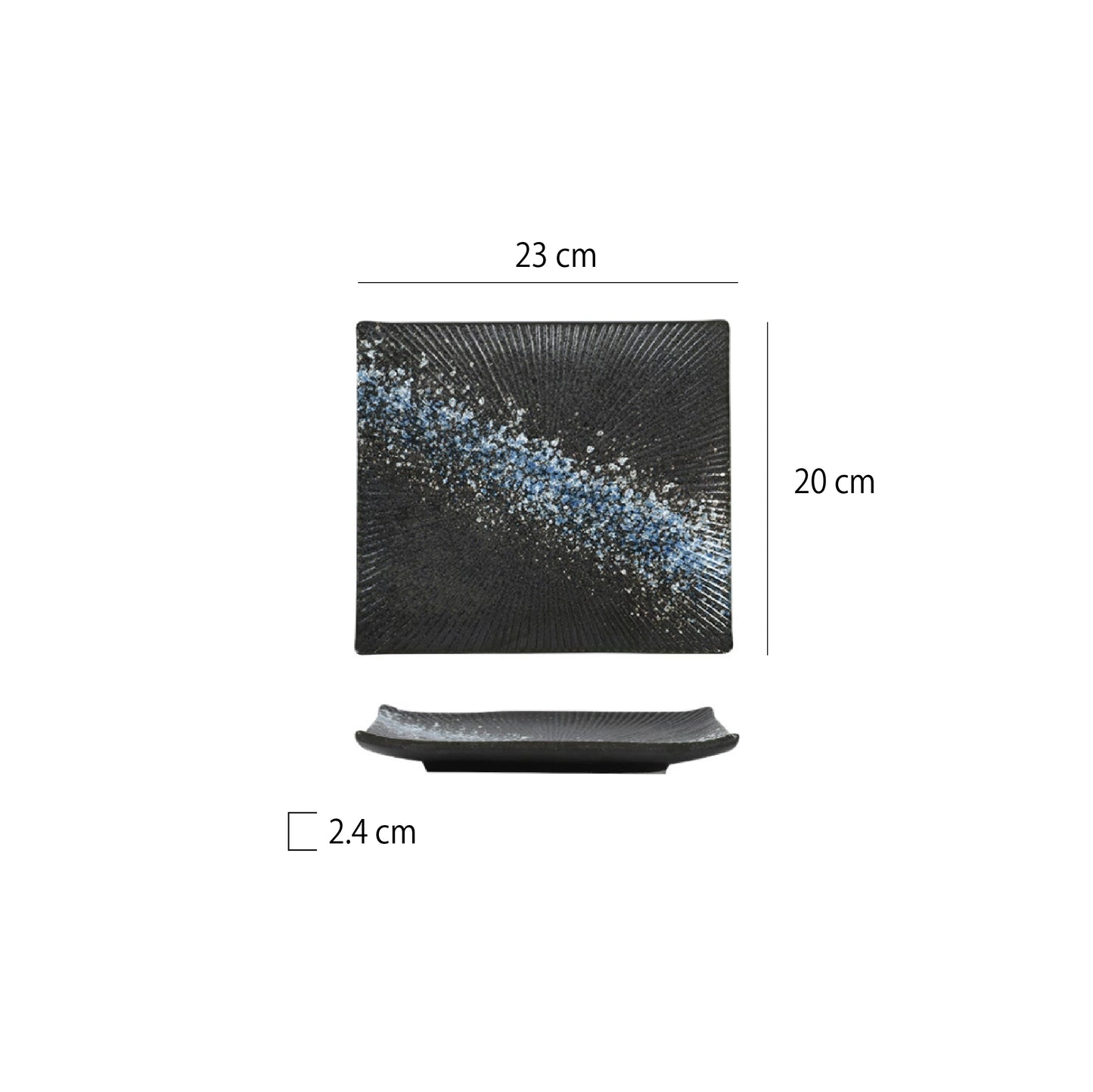 放射紋翹邊四方盤 | 6色 | 長 23~25.5 cm 陶瓷 正方盤