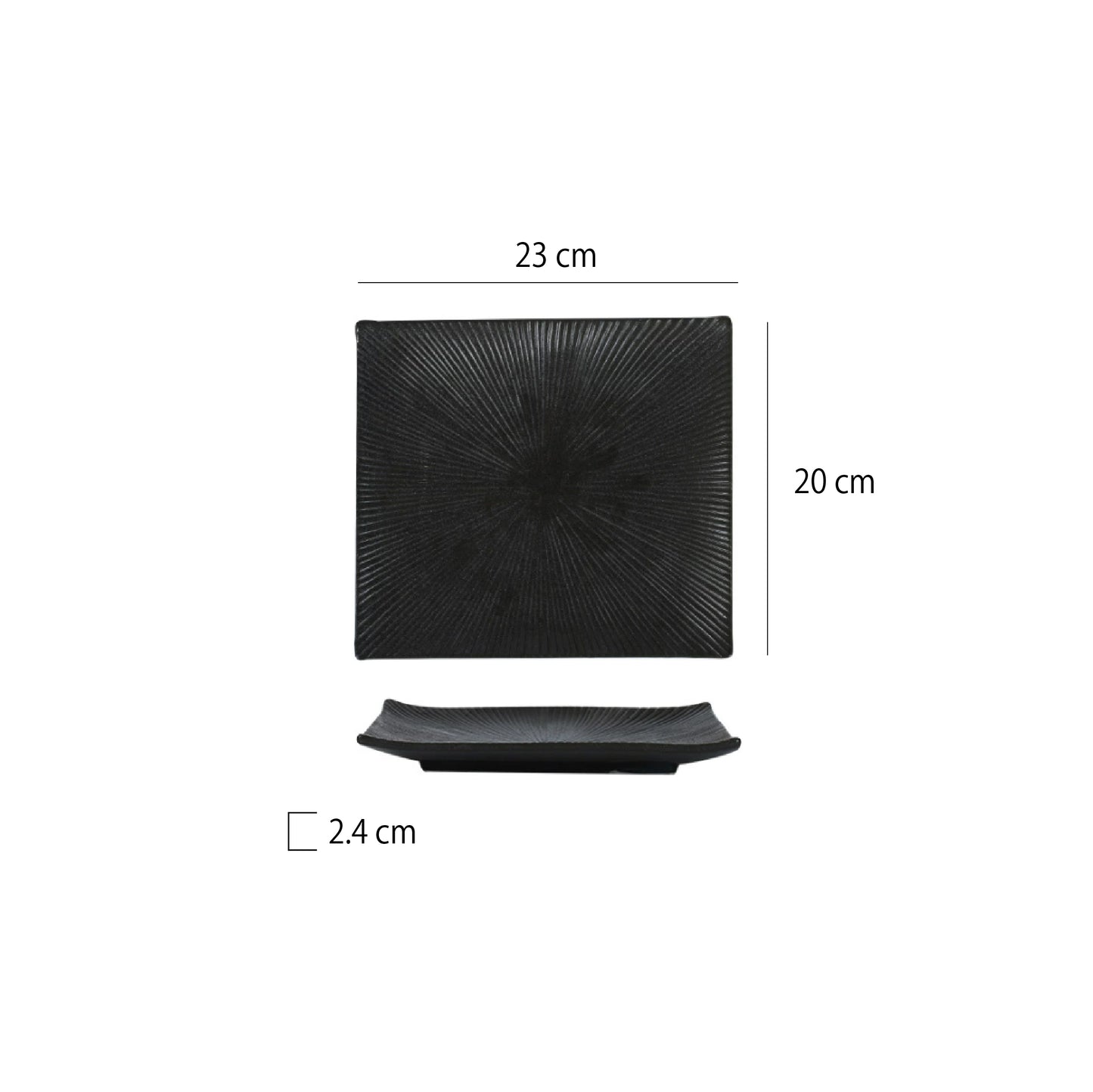 放射紋翹邊四方盤 | 6色 | 長 23~25.5 cm 陶瓷 正方盤