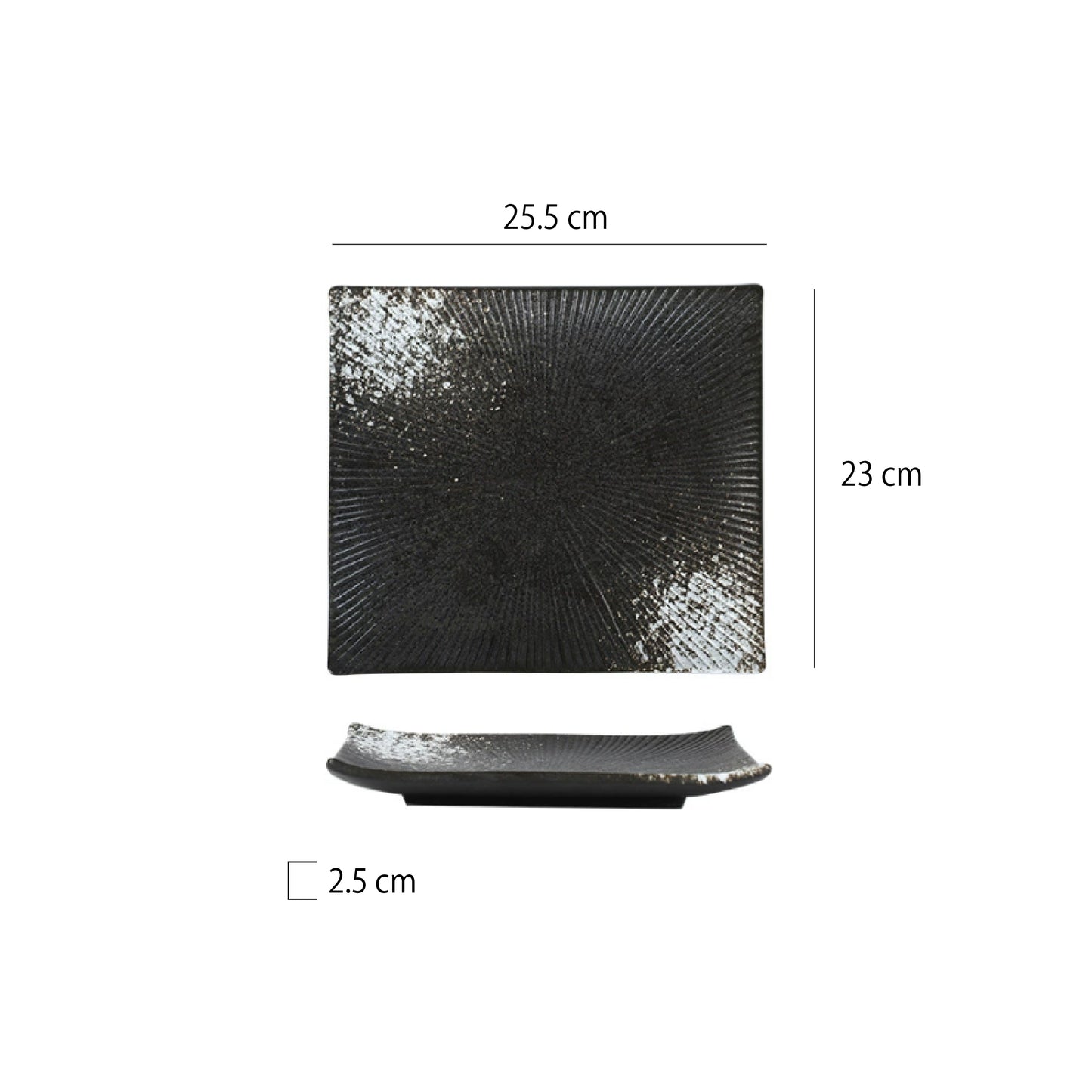 放射紋翹邊四方盤 | 6色 | 長 23~25.5 cm 陶瓷 正方盤