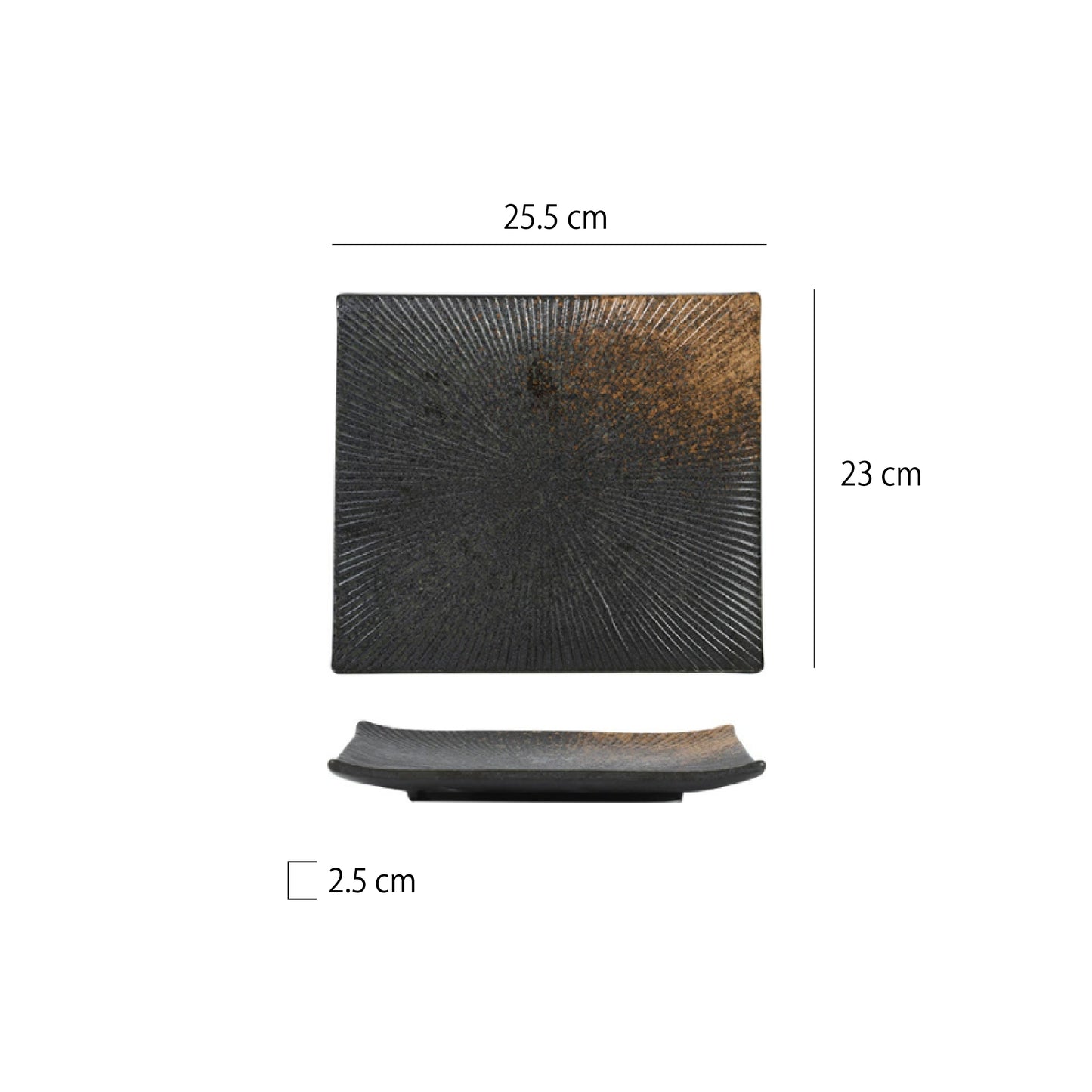 放射紋翹邊四方盤 | 6色 | 長 23~25.5 cm 陶瓷 正方盤