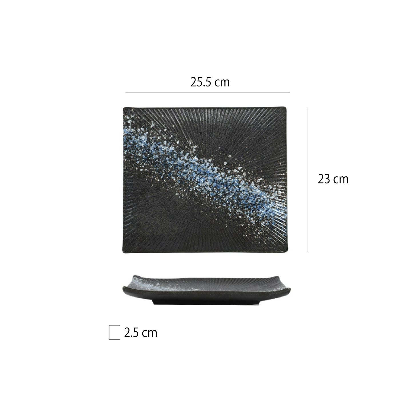 放射紋翹邊四方盤 | 6色 | 長 23~25.5 cm 陶瓷 正方盤