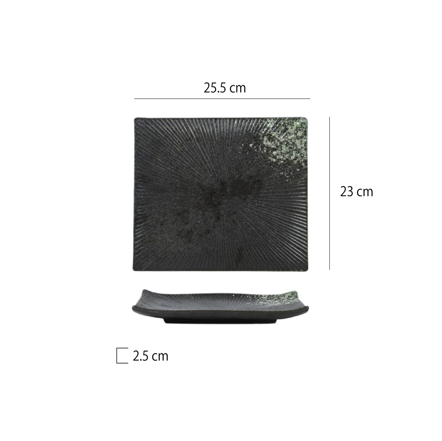 放射紋翹邊四方盤 | 6色 | 長 23~25.5 cm 陶瓷 正方盤