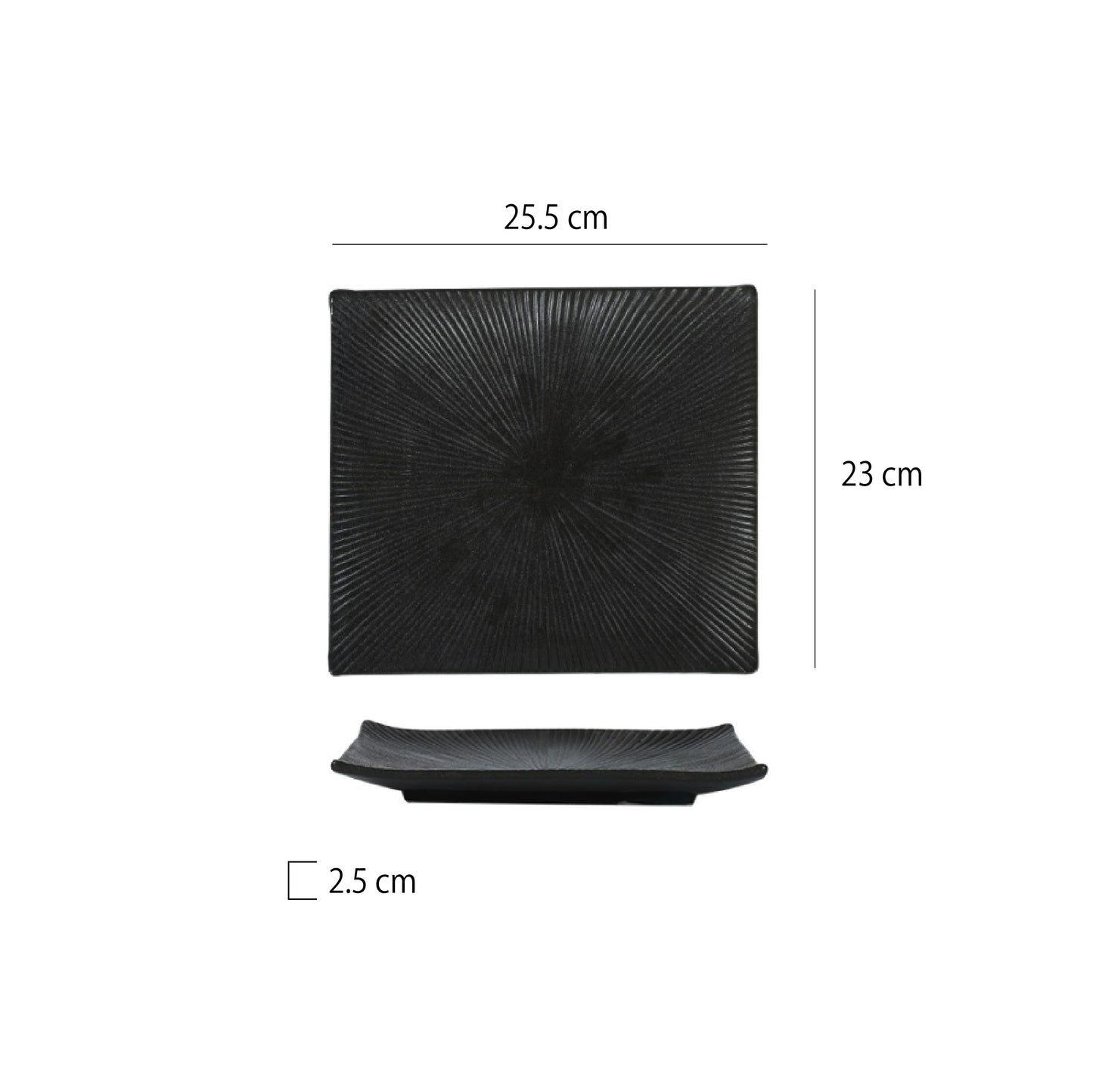 放射紋翹邊四方盤 | 6色 | 長 23~25.5 cm 陶瓷 正方盤