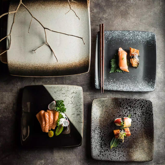 日式摺邊圓角正方盤 | 7色 | 長 20.5~27.5 cm 陶瓷 正方盤