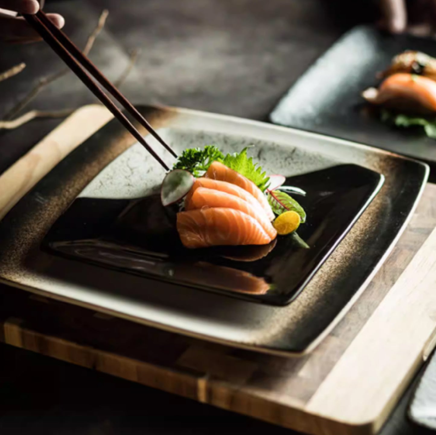 日式摺邊圓角正方盤 | 7色 | 長 20.5~27.5 cm 陶瓷 正方盤