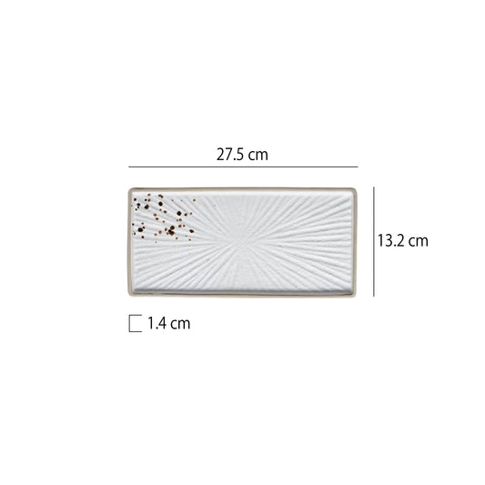 手繪雪跡日式放射紋長方盤 | 長 27.5~32.8 cm 陶瓷 長方平盤