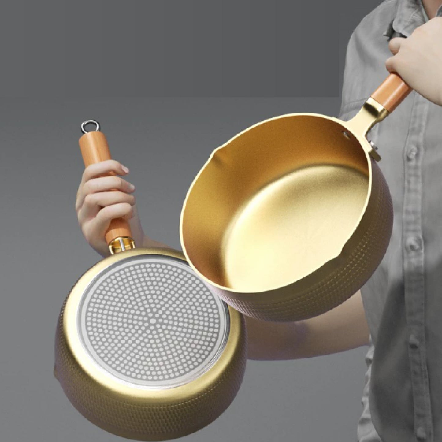 木柄捶紋雪平鍋 | 金銀黑 | 18~20 鋁合金 鍋