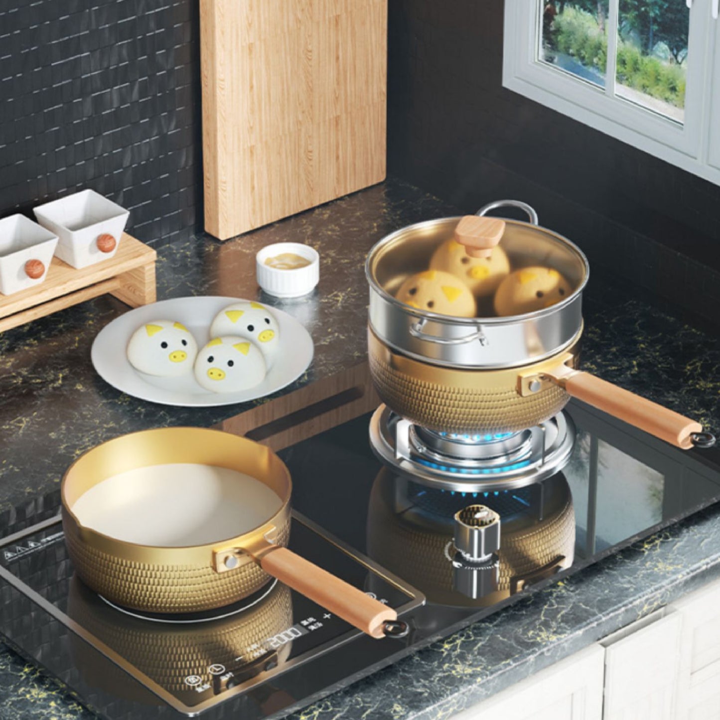 木柄捶紋雪平鍋 | 金銀黑 | 18~20 鋁合金 鍋