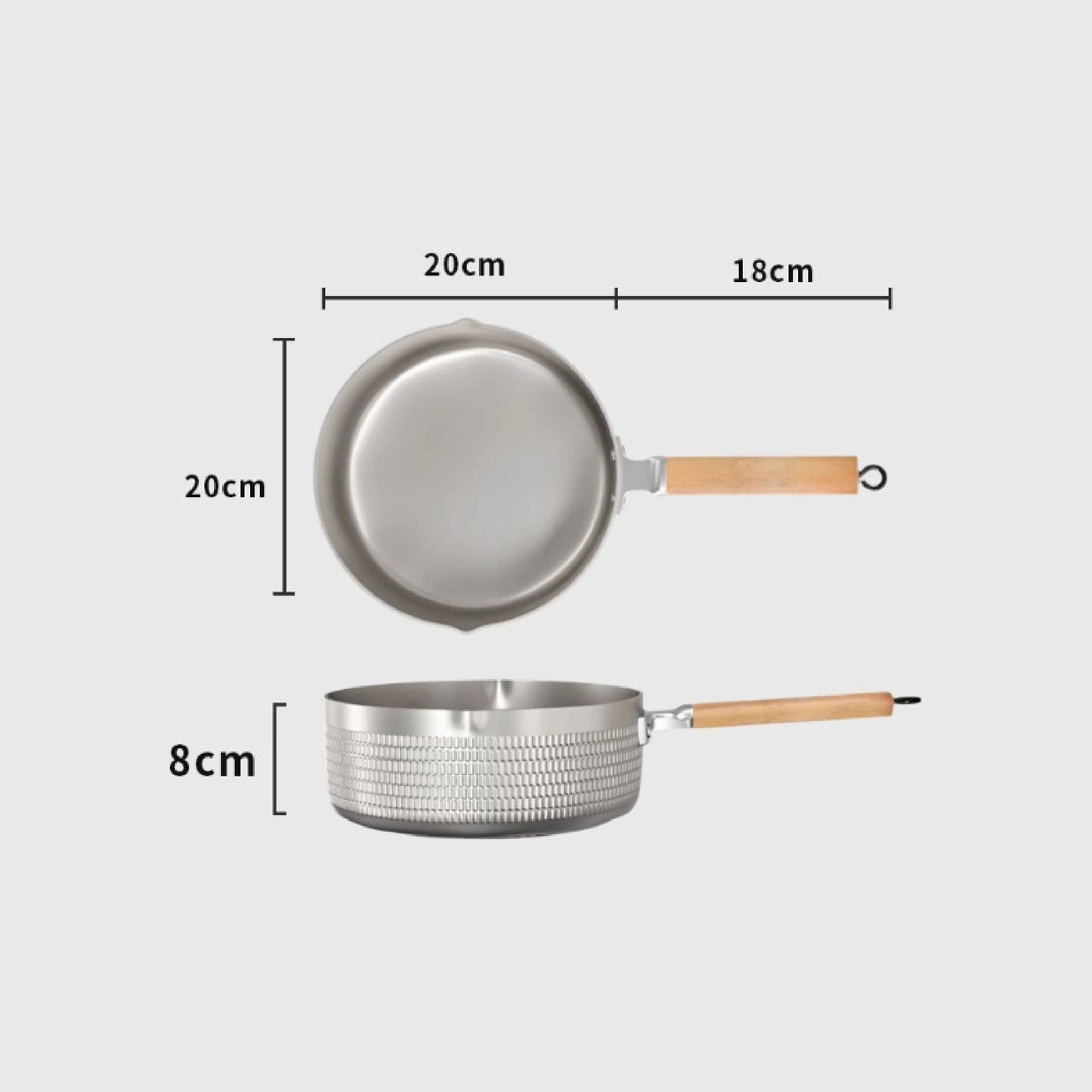 木柄捶紋雪平鍋 | 金銀黑 | 18~20 鋁合金 鍋