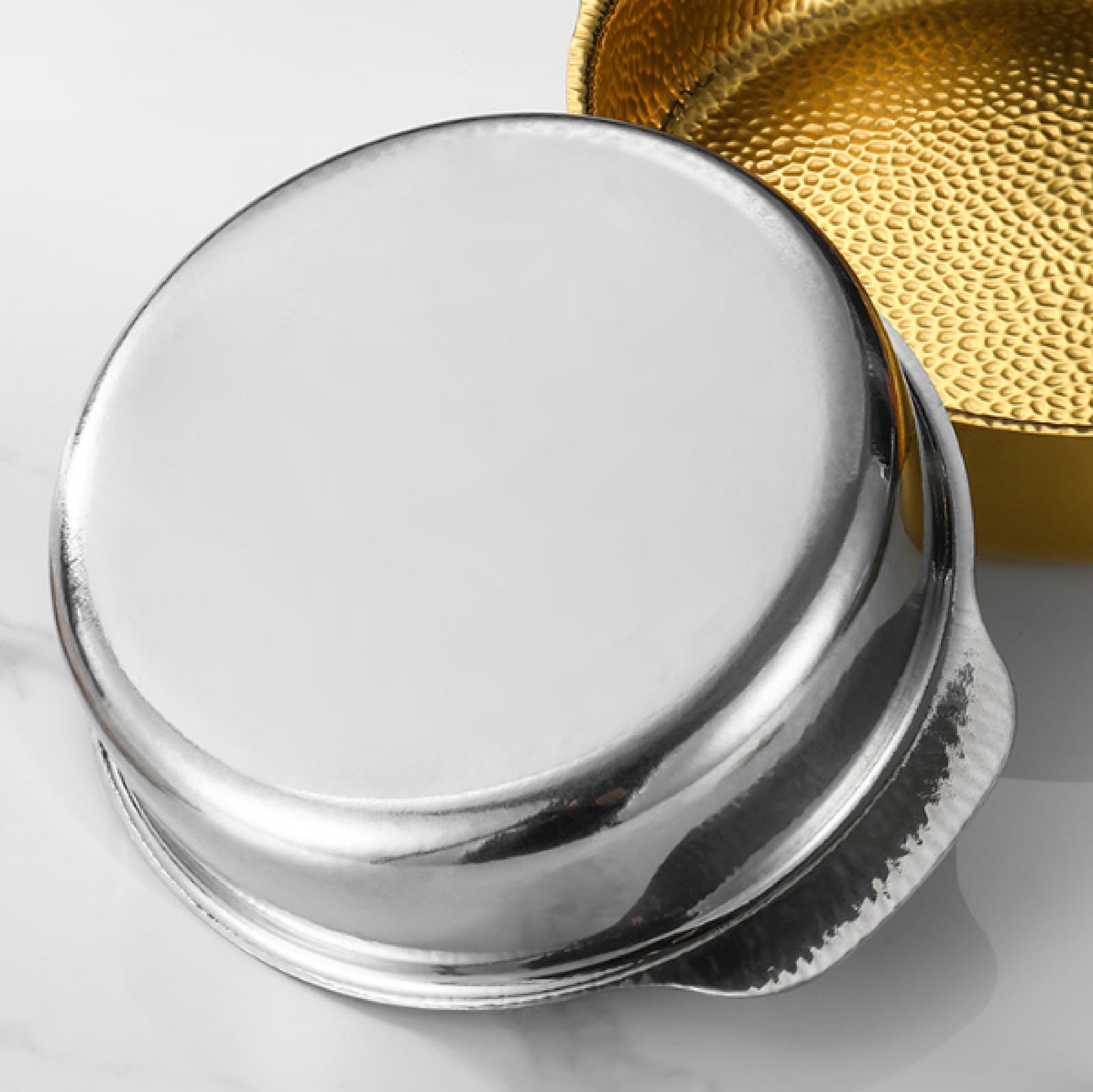 加厚不鏽鋼捶紋直身鍋 | 金銀 | 18~28 cm  不鏽鋼 鍋