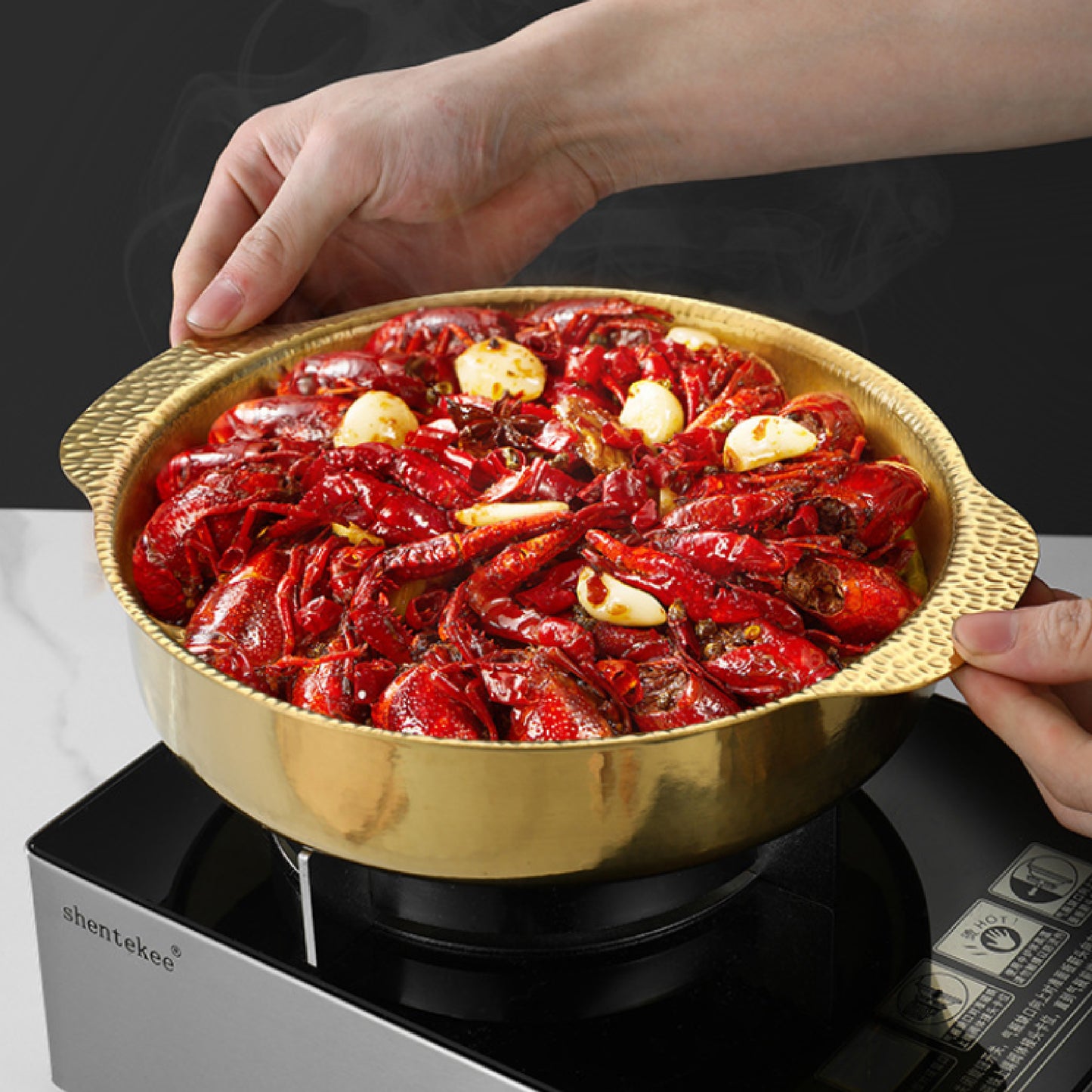 加厚不鏽鋼捶紋直身鍋 | 金銀 | 18~28 cm  不鏽鋼 鍋