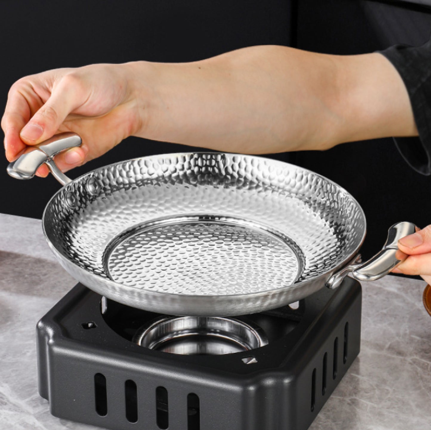 雙把捶紋不鏽鋼鍋 | 金銀 | 20~32 cm  不鏽鋼 鍋