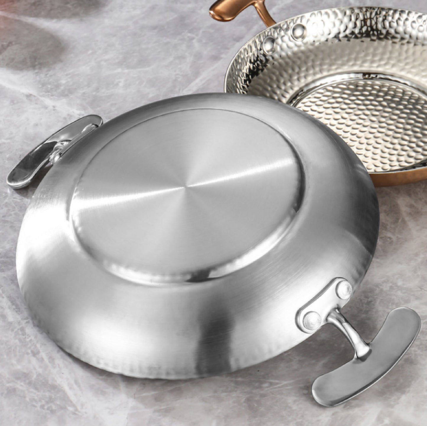 雙把捶紋不鏽鋼鍋 | 金銀 | 20~32 cm  不鏽鋼 鍋