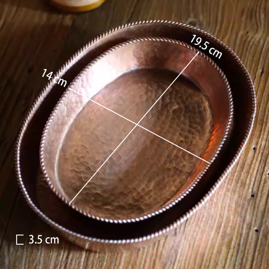 手工紅銅橢圓深盤 | 長19.5~24 cm 紅銅 圓深盤